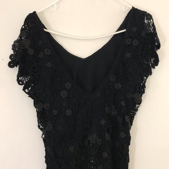 Vintage black embroidery crochet lace top - Picture 4 of 4